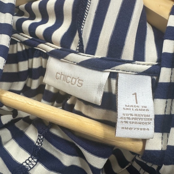 Chico’s navy and white stripper sleeveless dress size 1 - Picture 4 of 4